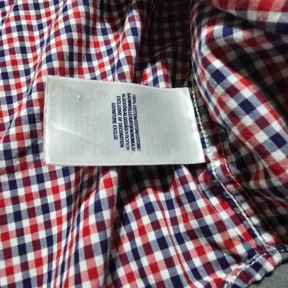 Ralph Lauren Button Down Shirt Kids small (8) Red White Blue Gingham Check Pony